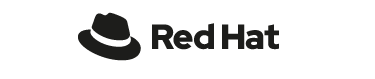 The image displays the Red Hat logo, which consists of a stylized black fedora hat accompanied by the text "Red Hat" in bold black letters to its right.