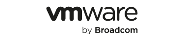Text logo featuring the word "VMware" in bold, lowercase letters followed by the words "by Broadcom" in smaller text beneath it. The entire logo is black on a white background.