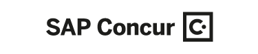 Logo of SAP Concur, featuring the company name in bold, black text. To the right of the text is a square with a stylized "C" inside it.